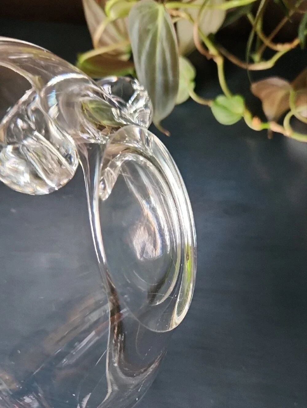 Steuben Glass Bowl with Snail Handle   Heavy Crystal